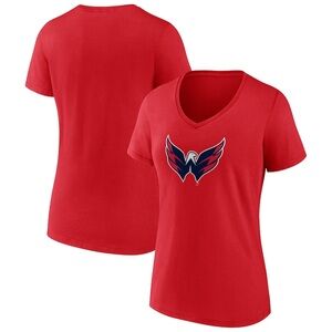 Women's Fanatics Red Washington Capitals  V-Neck Short Sleeve T-Shirt~M~NWT~$30